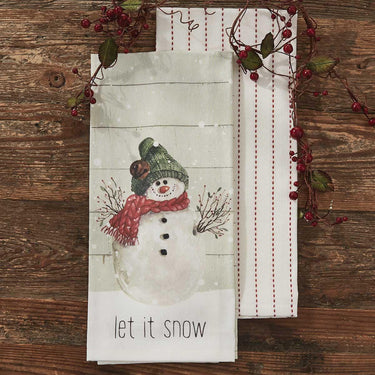 Farmhouse Snowman Let It Snow Dishtowels - Set of 2 Park Designs - The Fox Decor